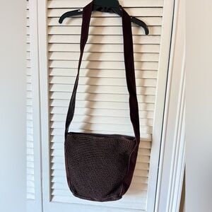 The Sak Brown Crochet and Leather Crossbody
